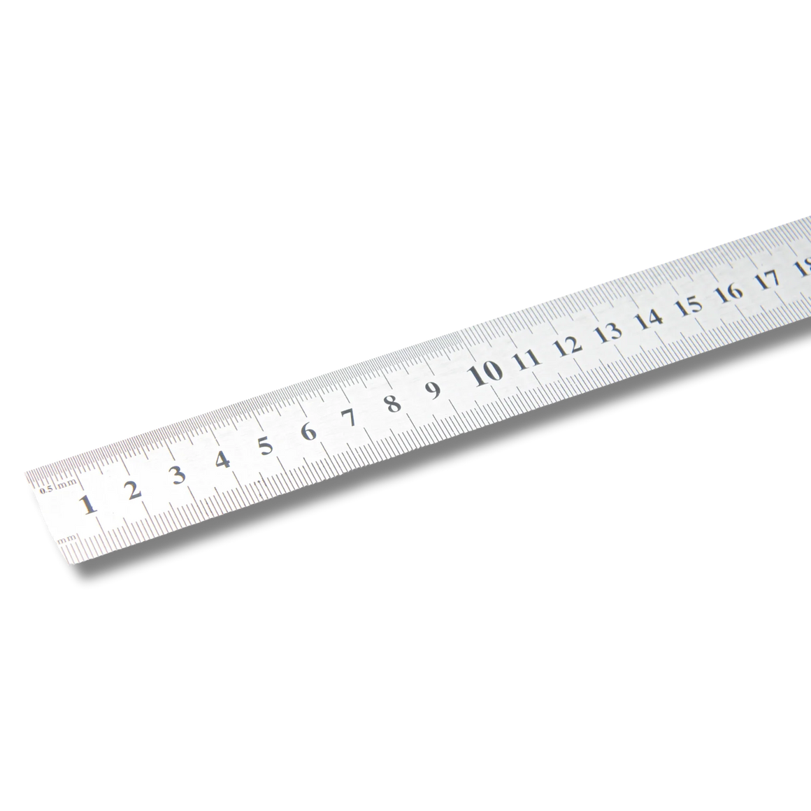 Bild eines 50cm-Stahlmaßstabes, Zentimeterskala fotografiert