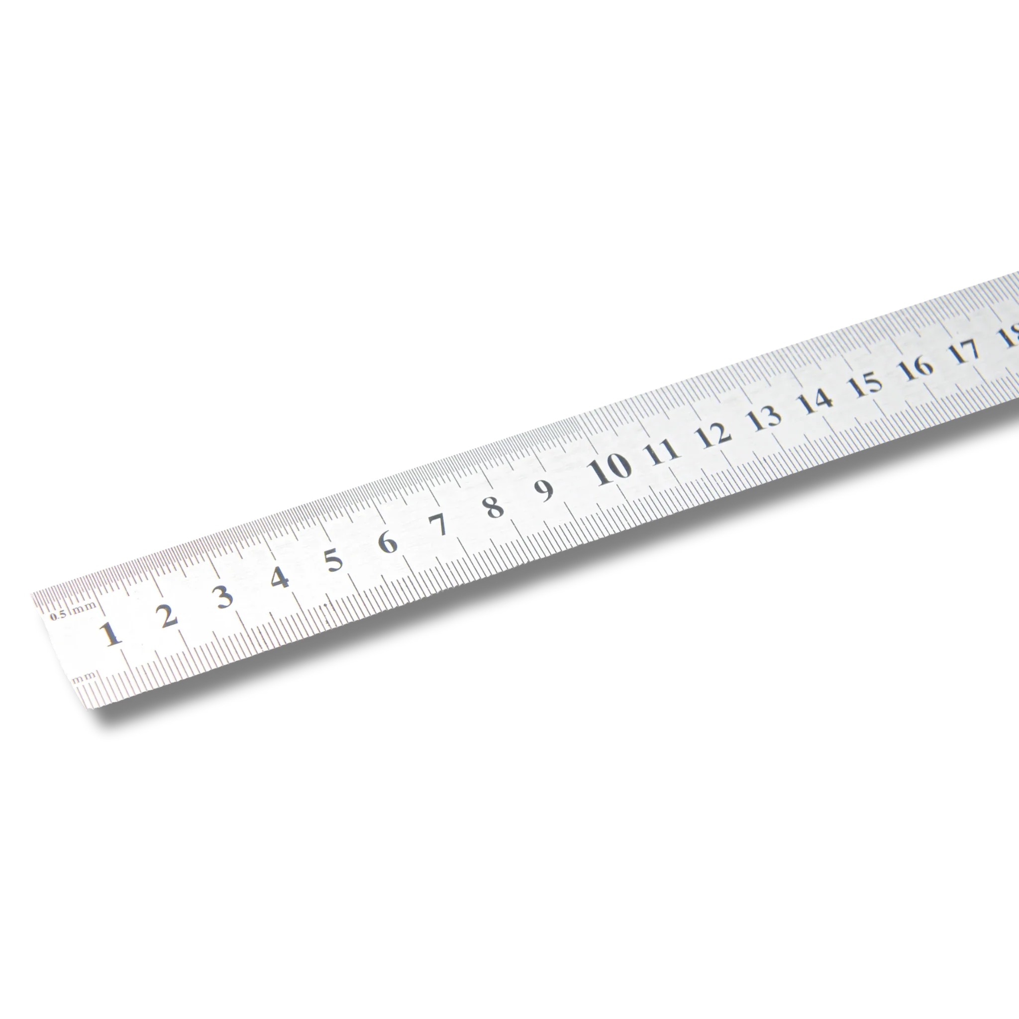 Bild eines 50cm-Stahlmaßstabes, Zentimeterskala fotografiert