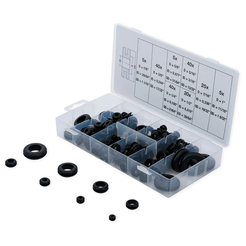 Gummitüllen-Sortiment Zoll 180-teilig