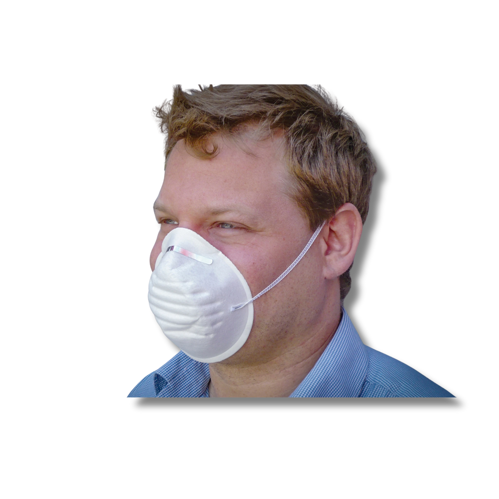 Anwendungsbild einer einzelnen Schutzmasken, Tragebeispiel