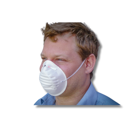 Anwendungsbild einer einzelnen Schutzmasken, Tragebeispiel