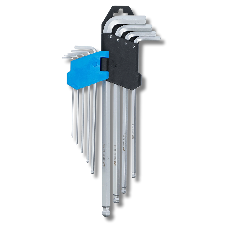 Bild eines aufgeklappten Inbus-Schlüsselsatzes, fotografiert von vorne