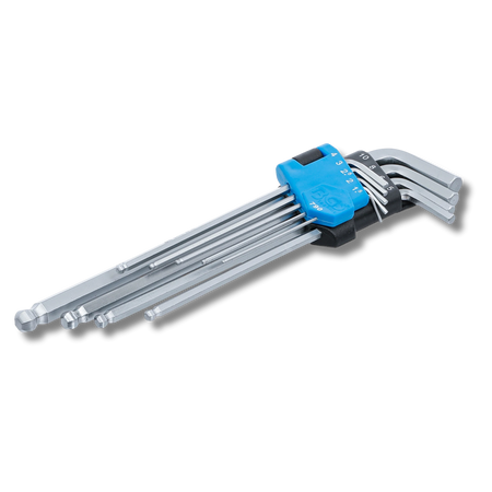 Bild eines zugeklappten Inbus-Schlüsselsatzes, fotografiert von schräg vorne