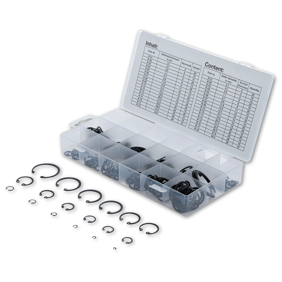 Bild einer Sortiments-Kiste mit Innensprengringen, fotografiert von schräg vorne