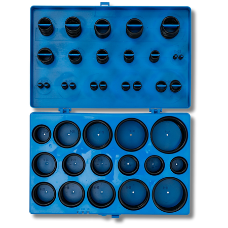 Bild einer Sortiments-Kiste mit zölligen O-Ringen, fotografiert von oben