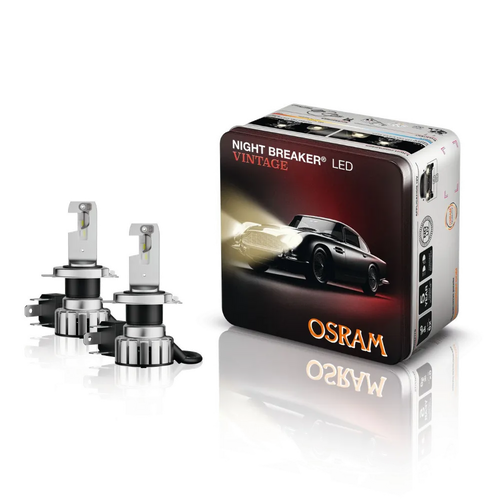 OSRAM NIGHT BREAKER LED VINTAGE H4 Oldtimer-LED (12V, 3000K, 2er-Set) inkl. R2-Adapter & Zulassung