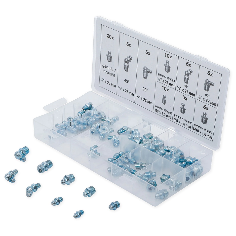 Schmiernippel-Sortiment Metrisch / Zoll | 70-teilig