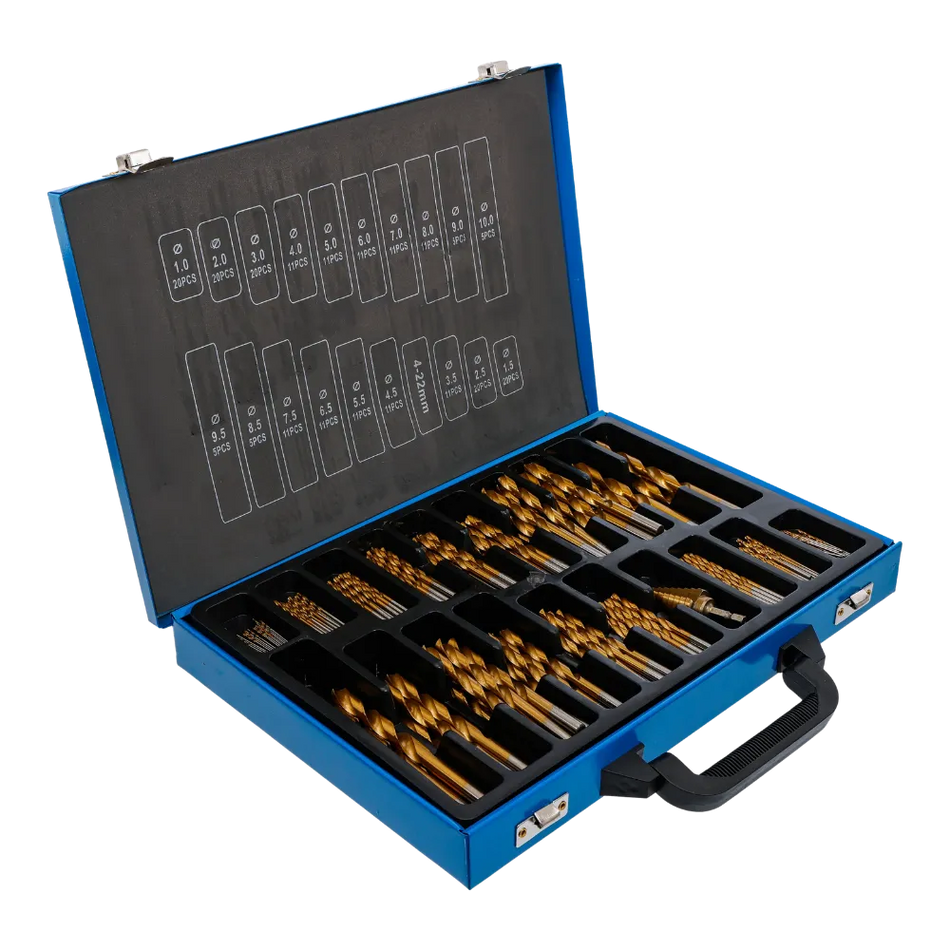 BGS Technic Spiral- und Stufenbohrer-Satz | HSS | Titan nitriert | 1 - 10 mm | 231-tlg.