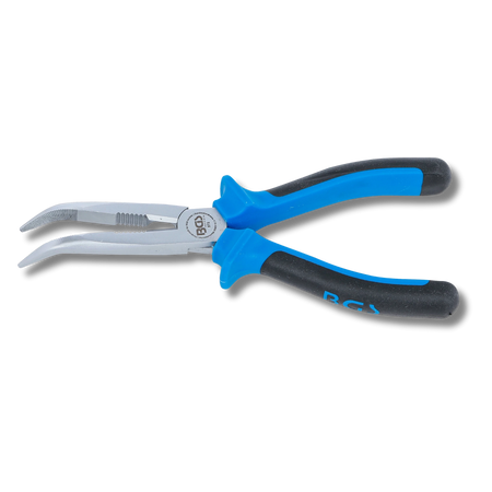 Bild einer abgewinkelten Spitzzange, von der Seite fotografiert