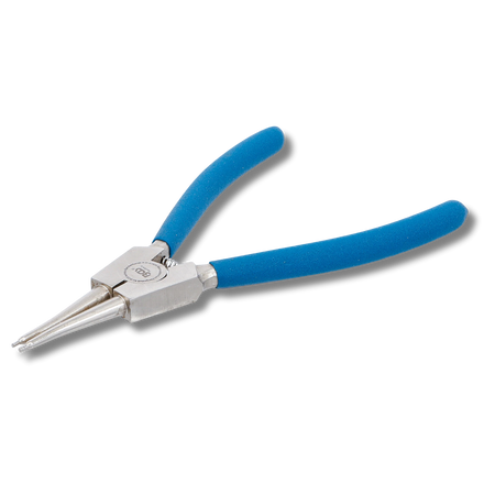 Bild einer Sprengringzange für Außensprengringe, von schräg vorne fotografiert