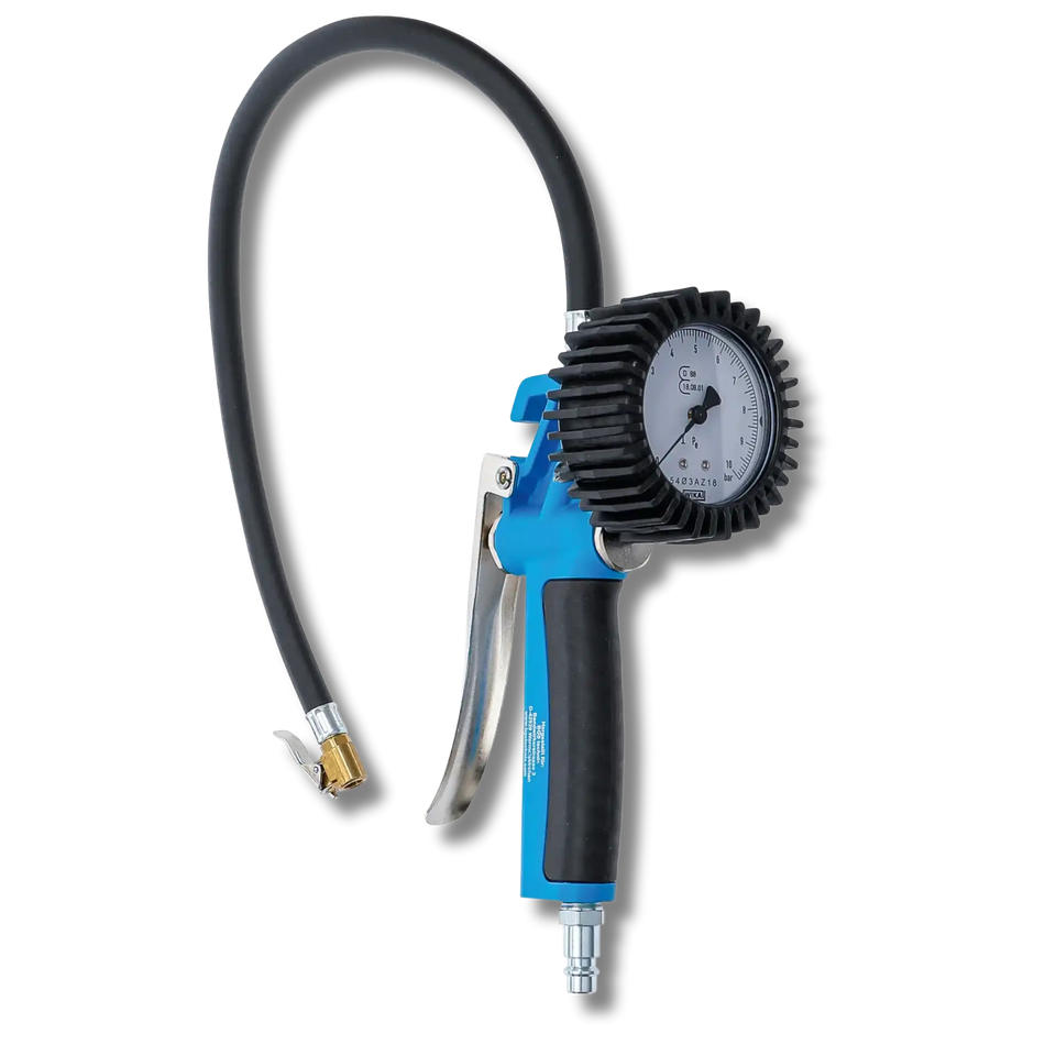 Bild einer Reifen-Füllpistole, fotografiert von schräg vorne